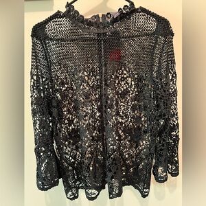 NWT Bold Elements Black Crochet Lace Top - XL
